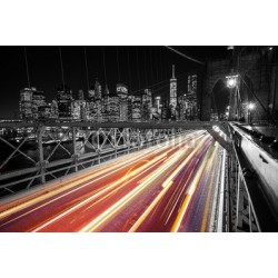 Fototapeta Nowy Jork most światła w ruchu nocą